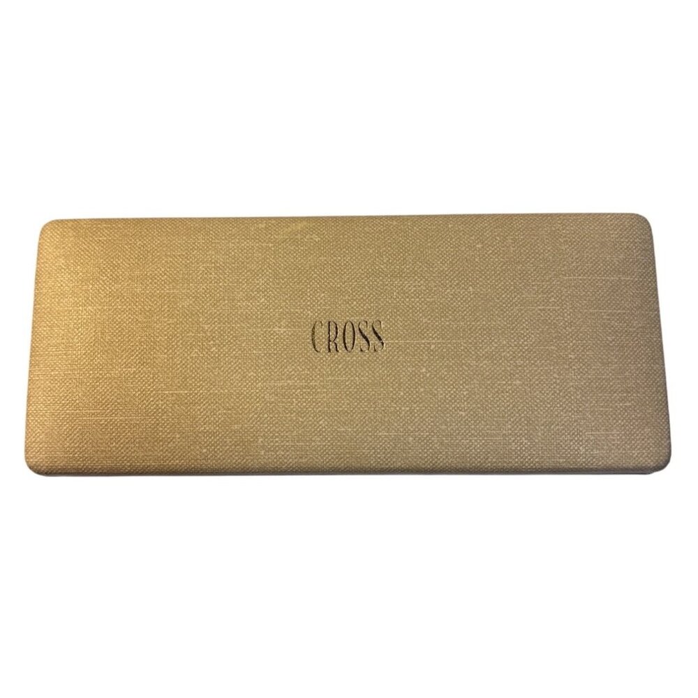 Vintage Cross Pen Storage Box Case Gold Tone Hinged Green Velvet Lining